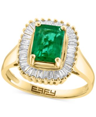 EFFY® Emerald (1-3/8 ct. t.w.) and Diamond (1/2 ct. t.w.) Ring in 14k Yellow Gold 