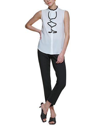 Calvin klein ruffle sleeve top hotsell