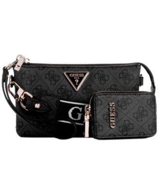 GUESS - Latona Monogram Mini Triple Compartment Wristlet Crossbody