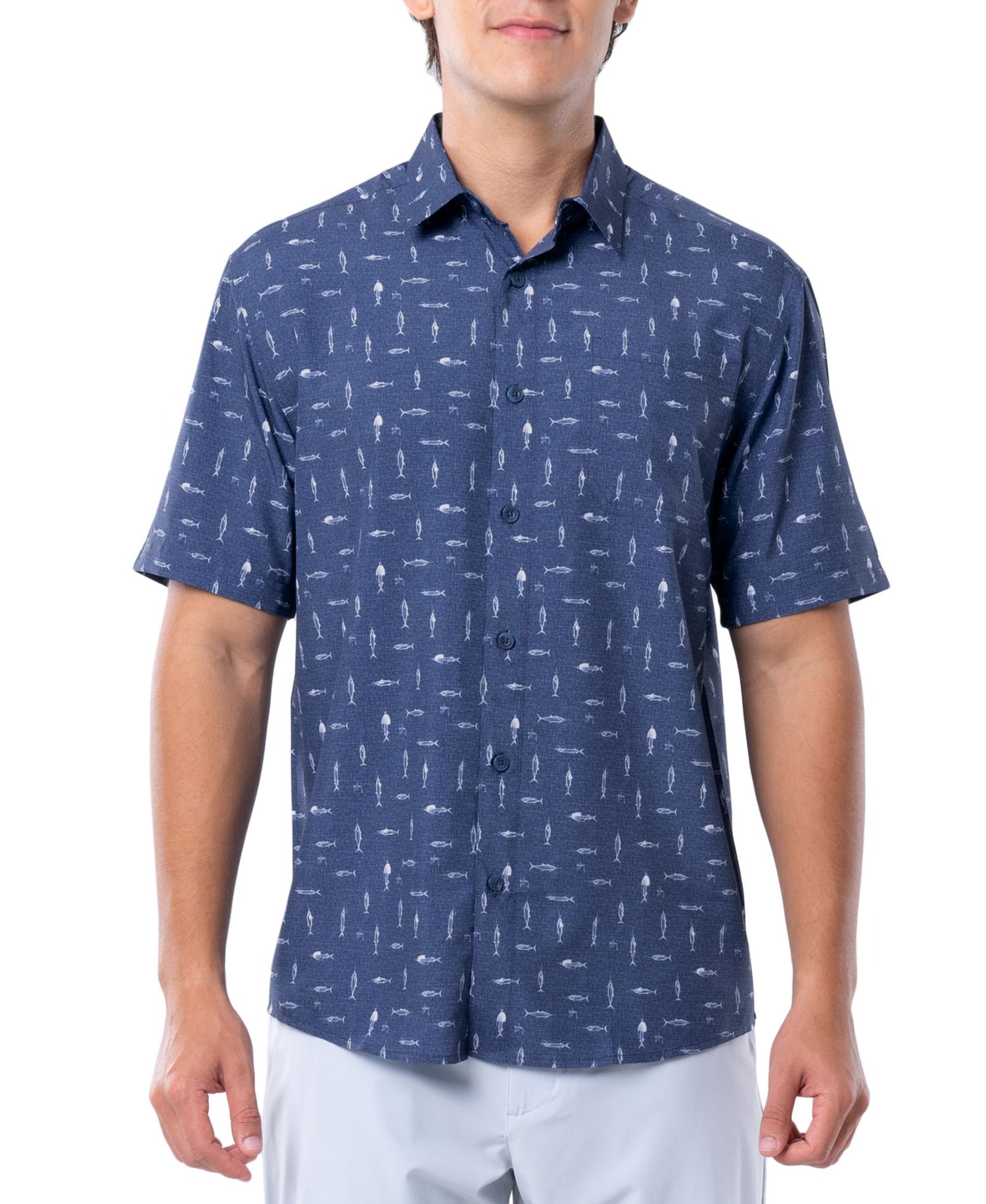Men's Short-Sleeve Cationic Hooks Fishing Shirt