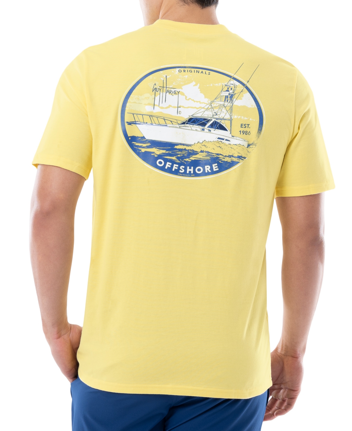 Men's Offshore Fishing Boat Logo Graphic T-Shirt - Sunshine