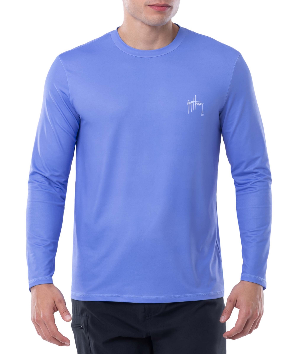 Guy Harvey Men's Art Of Big Game Fishing Logo Graphic Long-sleeve Sun Protection T-shirt In Azure Blue