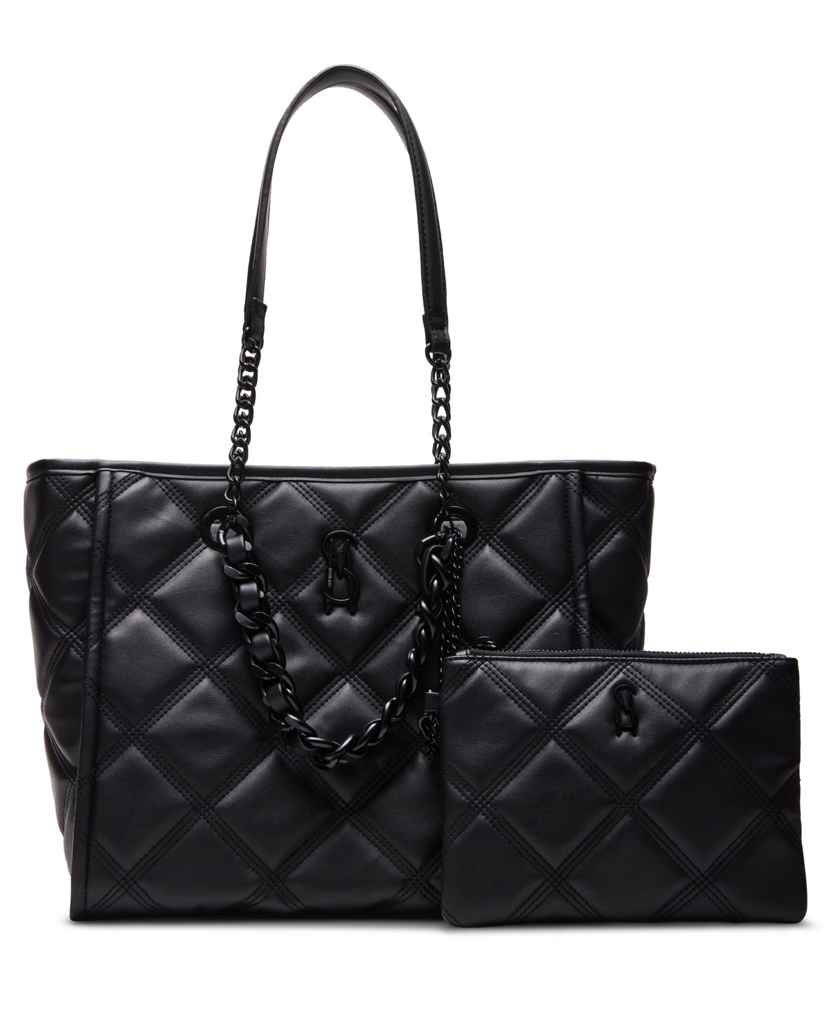 Женские сумки Steve Madden Katt Faux Leather Quilted Tote with Pouch — фото 1