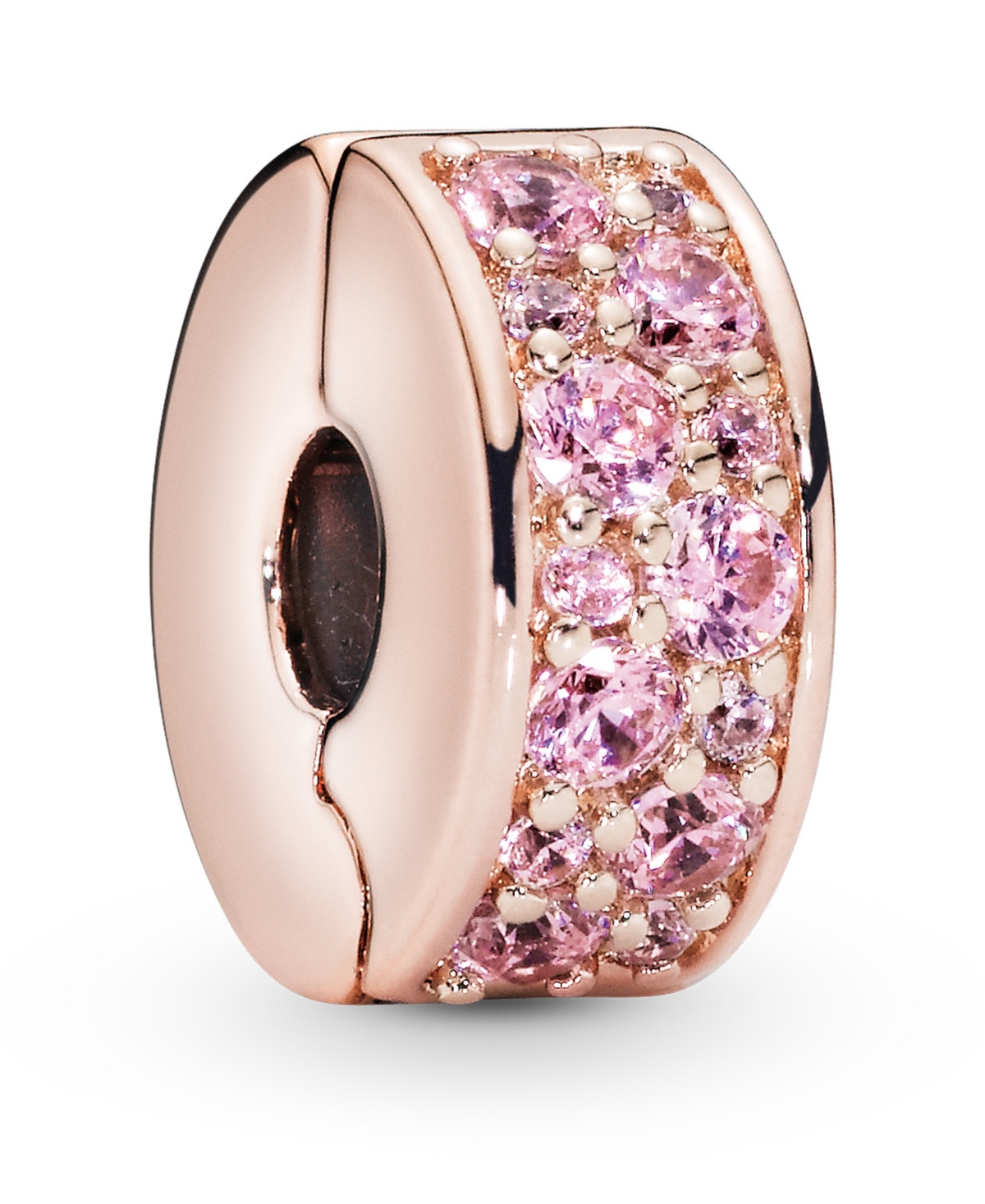 Shop Pandora Cubic Zirconia Pink Pave Fixed Clip Charm In Pink,gold
