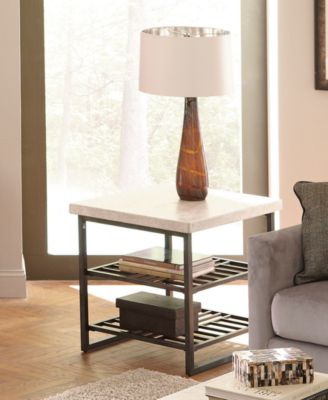 Capri 24" Stone and Metal Base Side Table