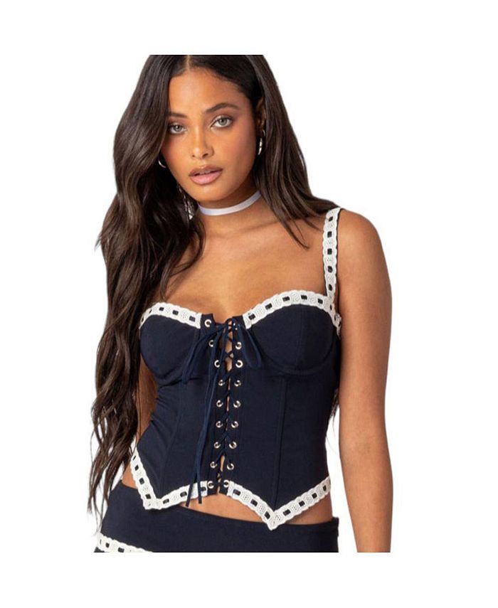 YUANCHNG Women lace Court Corset Small Chest Steel Plate Gathered
