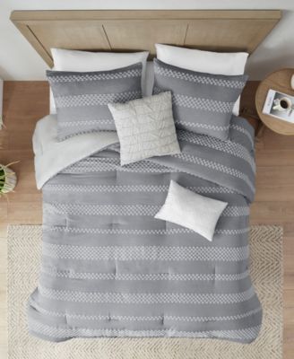 Drew 5-Pc. Clipped Jacquard Comforter Set