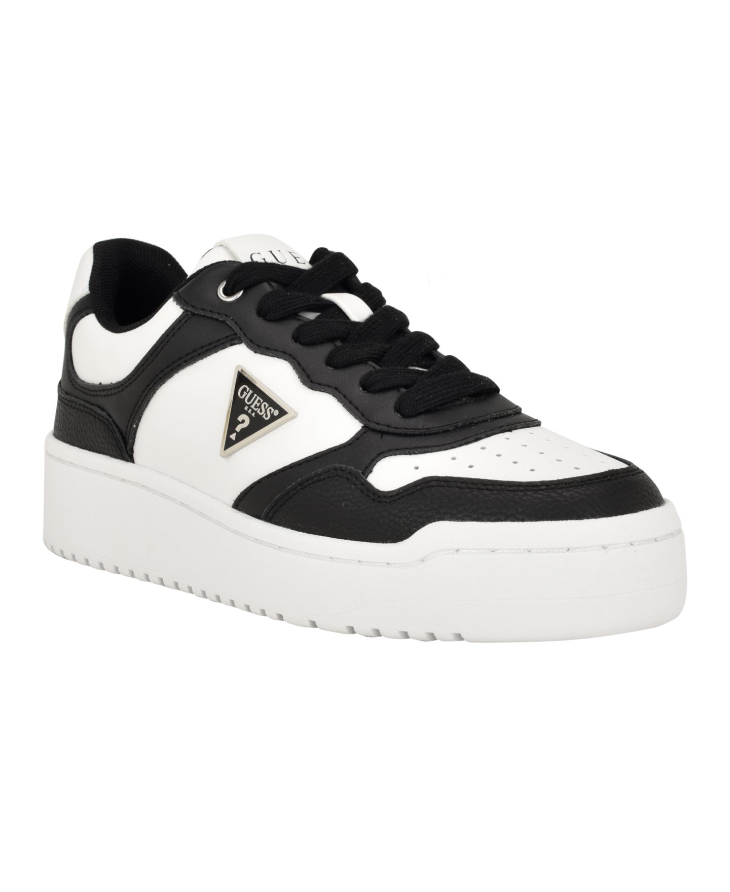 Женские кроссовки GUESS Miram Logo Hardware Lace-Up, цвет: Чёрный / Белый — фото 1