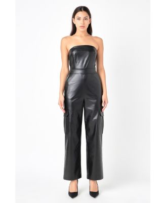 Women's Tube Top Cargo Jumpsuit