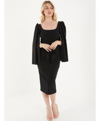 Quiz Women's Scuba Crepe Split Sleeve Midi Dress - Macy's