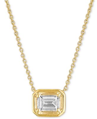 Alethea™ - Certified Diamond Emerald-Cut Solitaire 18" Pendant Necklace (1/2 ct. t.w.) in 14k Gold featuring diamonds from De Beers Code of Origin
