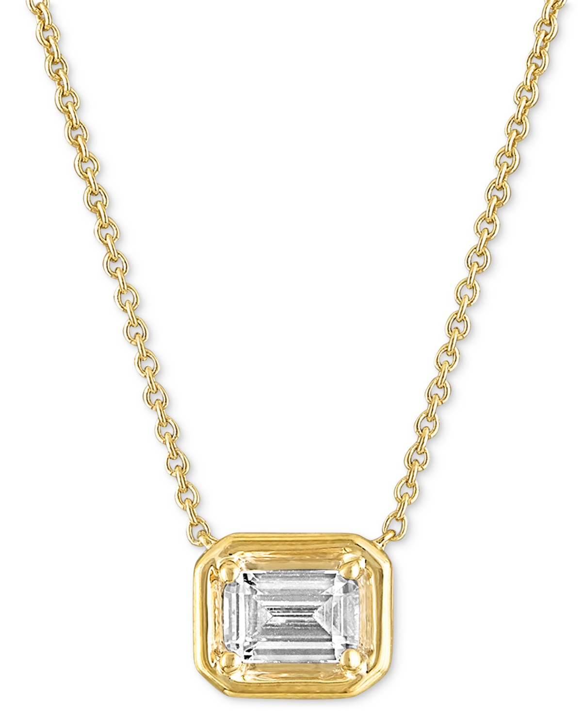 Certified Diamond Emerald-Cut Solitaire 18" Pendant Necklace (1/2 ct. t.w.) in 14k Gold Featuring Diamonds from the Beers Code of Origin, Crea