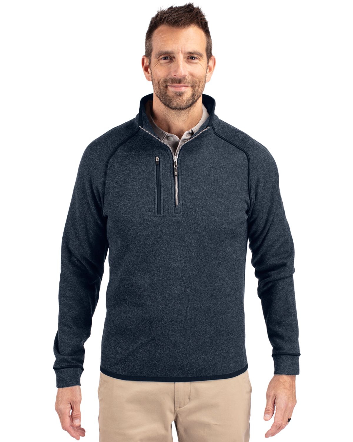 Mainsail Sweater-Knit Mens Big and Tall Half Zip Pullover Jacket - Liberty navy heather