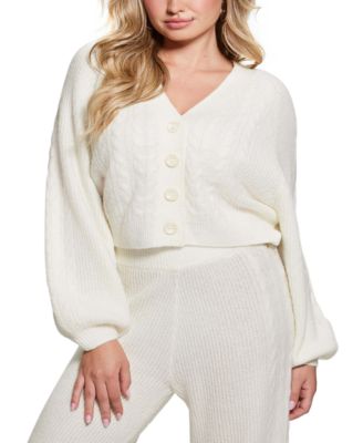 GUESS - Women's Rylie Cropped Cable-Knit Cardigan