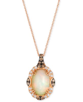 Le Vian - Neopolitan Opal (2-7/8 ct. t.w.) & Diamond (1/4 ct. t.w.) Halo 20" Adjustable Pendant Necklace in 14k Rose Gold