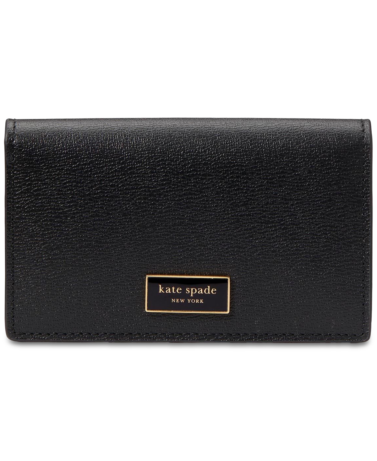 Katy Textured Leather Small Bifold Snap Wallet - Black