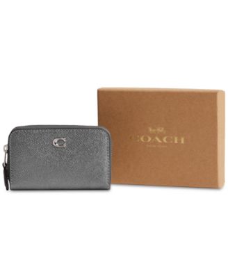 Coach Zip Card Case sale In Metallic Leather