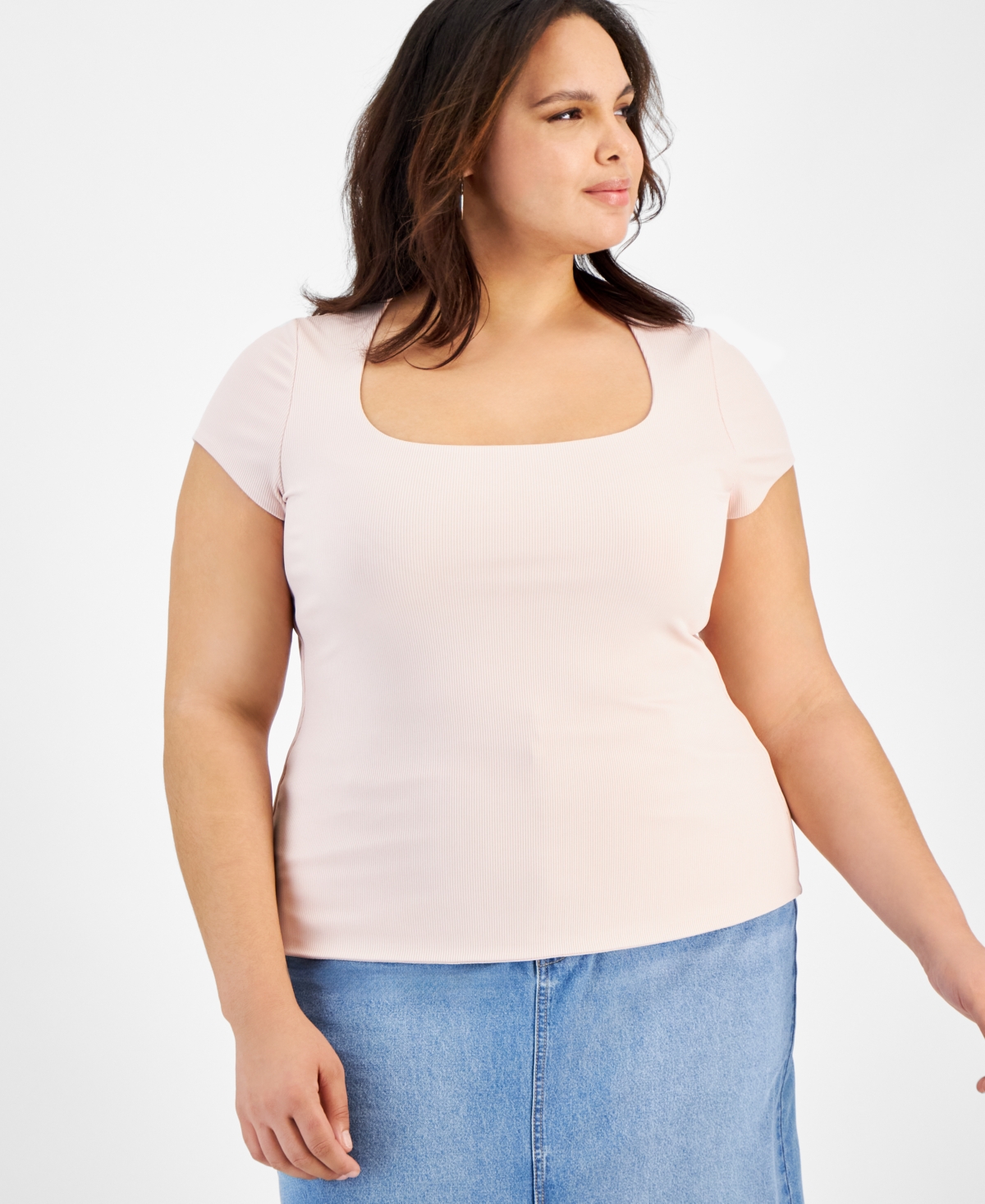 And Now This Plus Size Square-neck Top In Lotus Pink