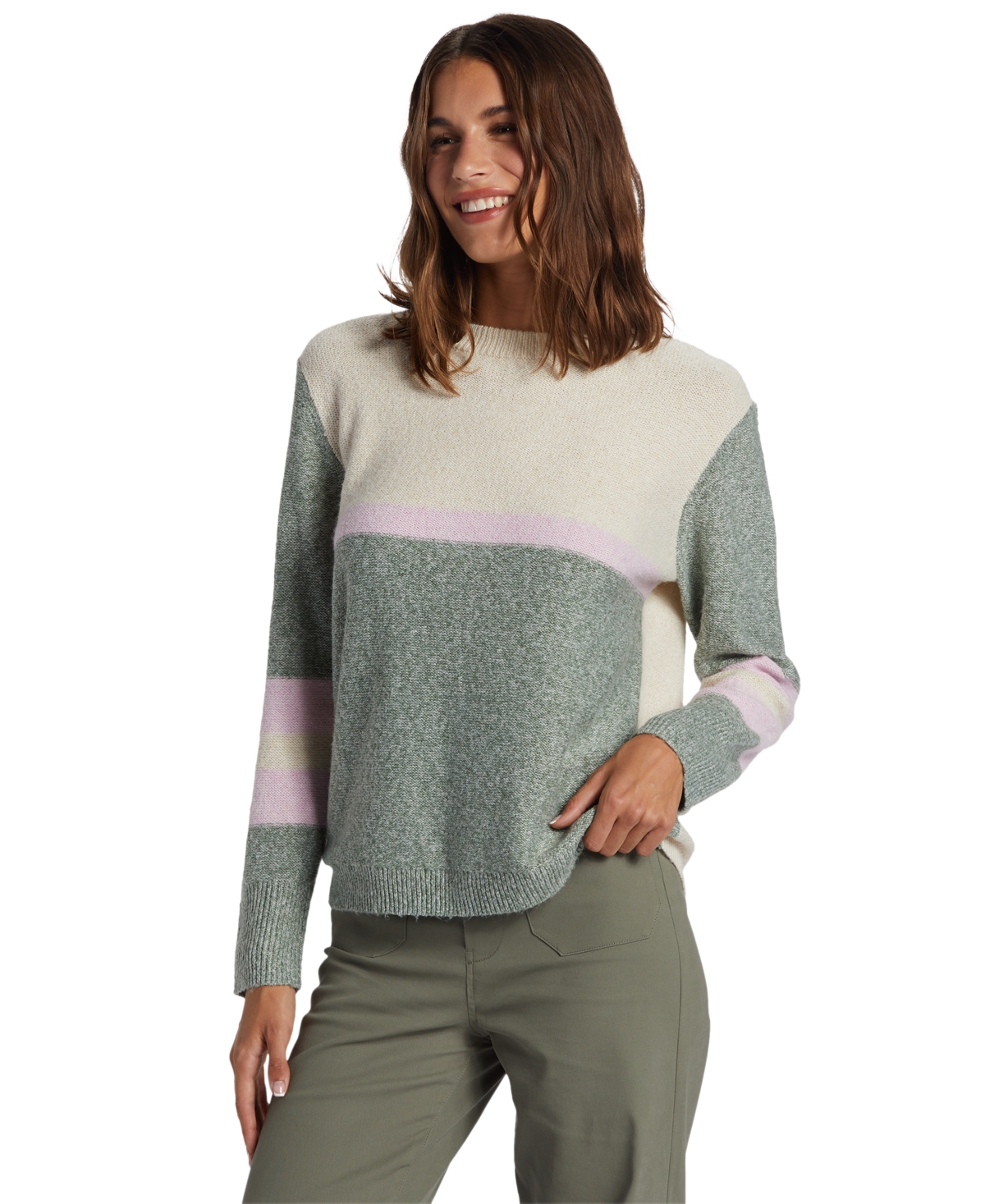Shop Roxy Juniors' Real Groove Long-sleeve Pullover Sweater In Tapioca