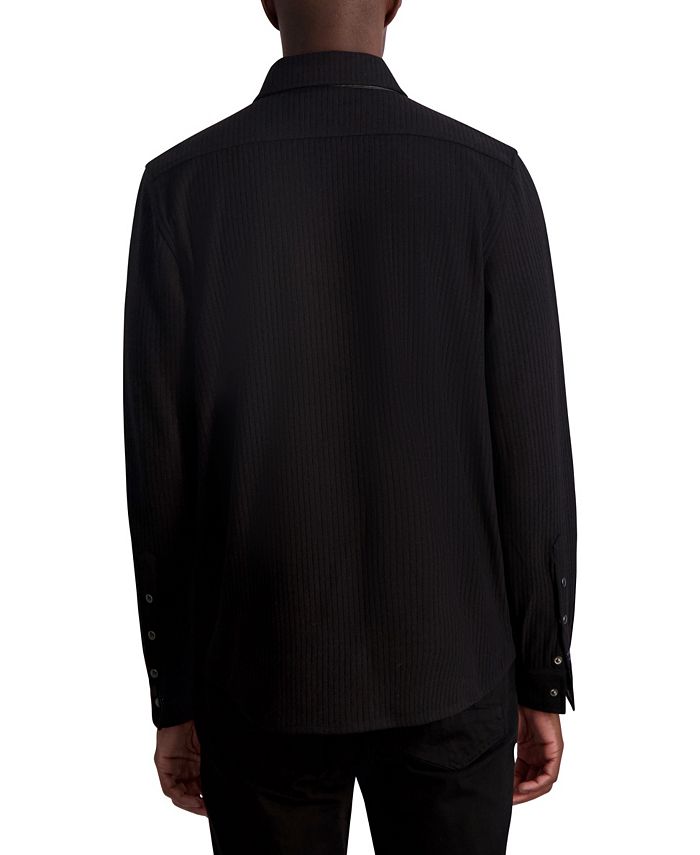 KARL LAGERFELD PARIS Men's Ribbed Long Sleeve Knit with Snap Buttons ...