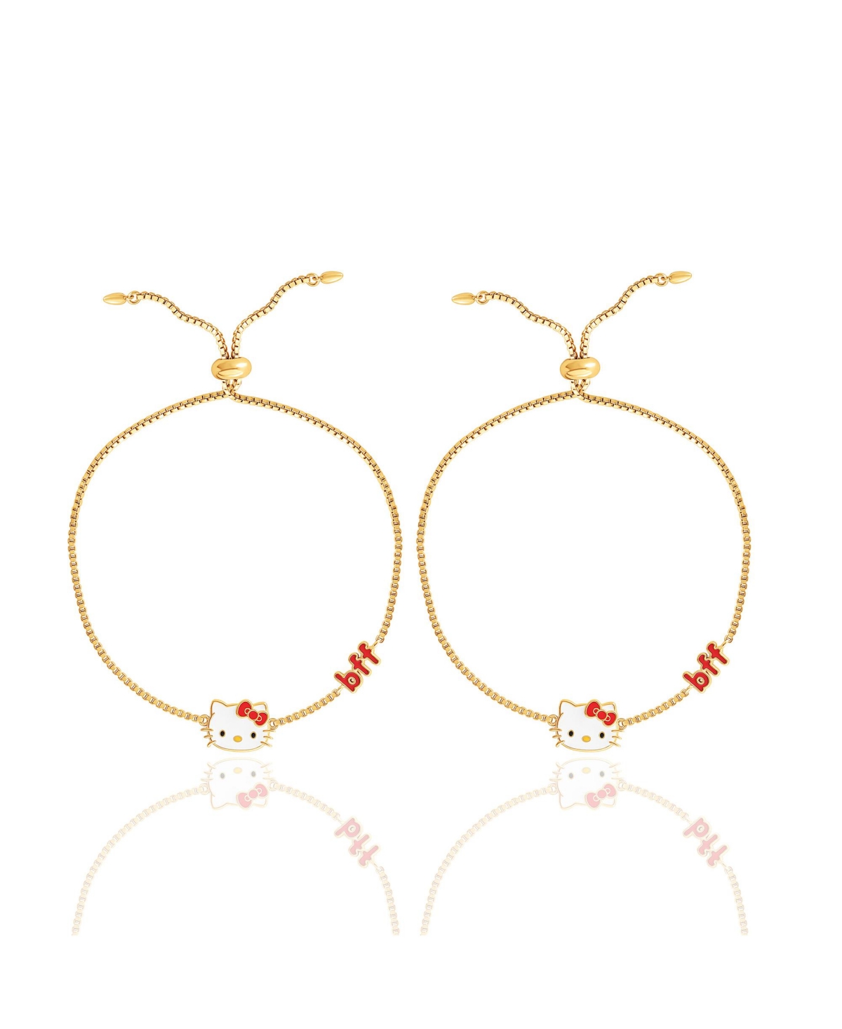 Sanrio Bff Bracelets Gold Plated Best Friends Lariat Bracelets - Set of 2, Officially Licensed Authentic - Gold tone red
