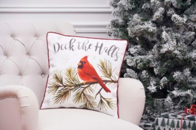 Deck The Halls Cardinal Christmas Printed Throw Pillow, 18" x 18"