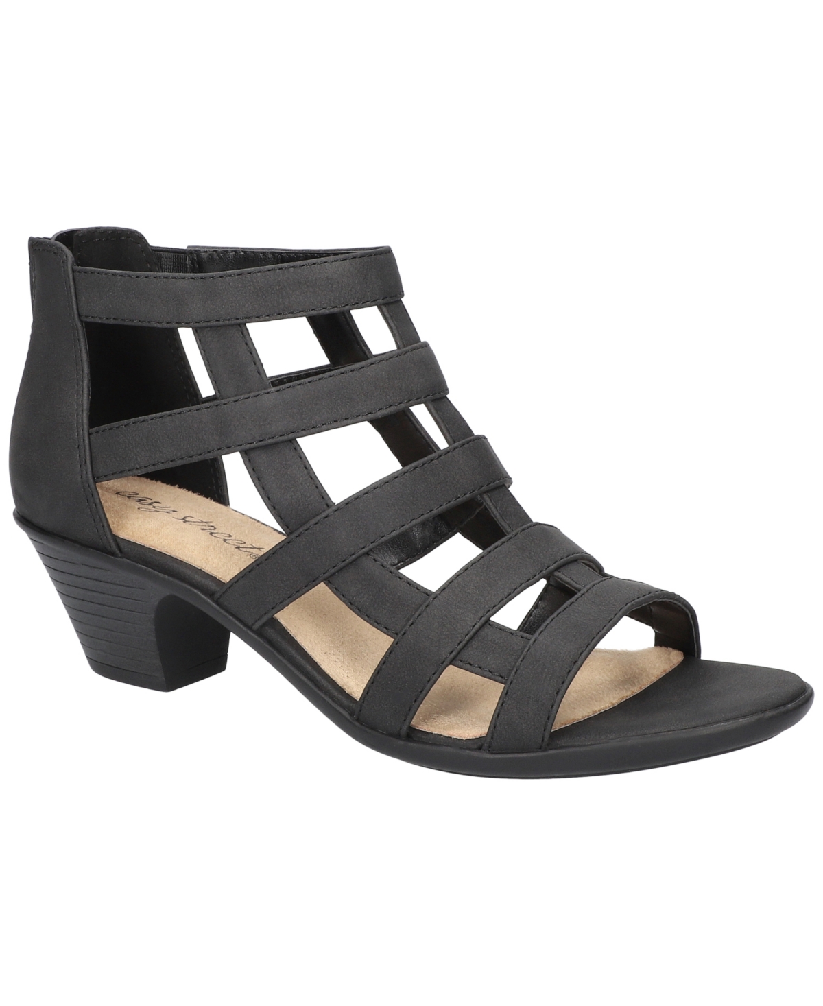Easy Street Women's Marg Zip Gladiator Sandals In Black