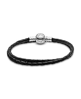 Moments Sterling Silver Double Leather Bracelet