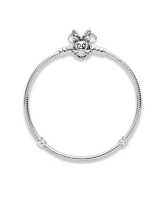Cubic Zirconia Disney Pave Minnie Mouse Clasp Snake Chain Bracelet