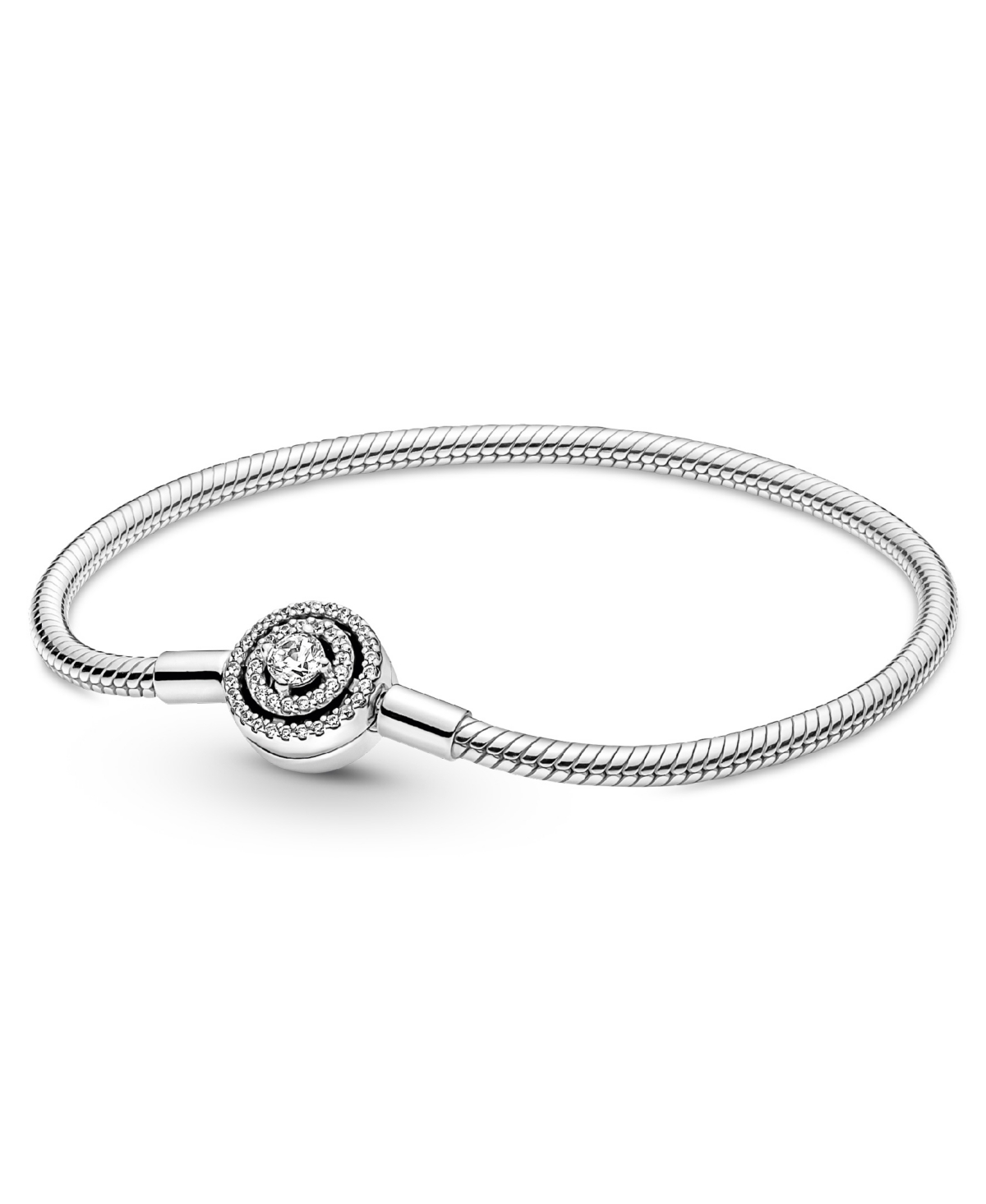 Moments Cubic Zirconia Sterling Silver Halo Snake Chain Bracelet - Silver