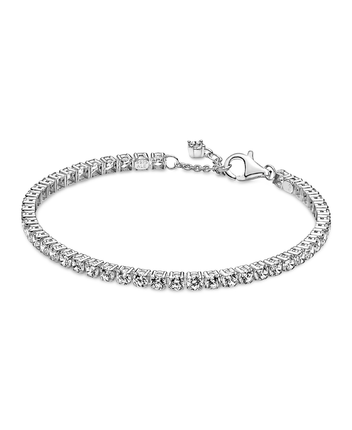 Pandora Cubic Zirconia Sparkling Tennis Bracelet In Silver