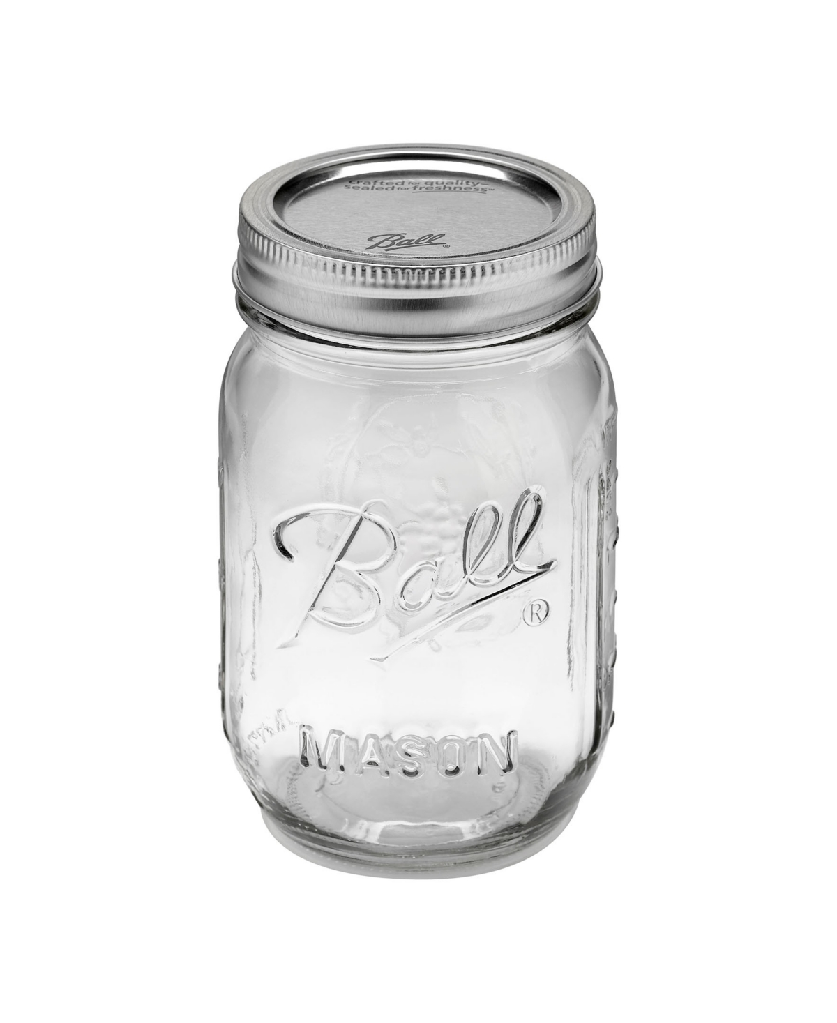 Ball 8 Piece Regular Mouth Pint Mason Jars With Lids And Bands In Clear