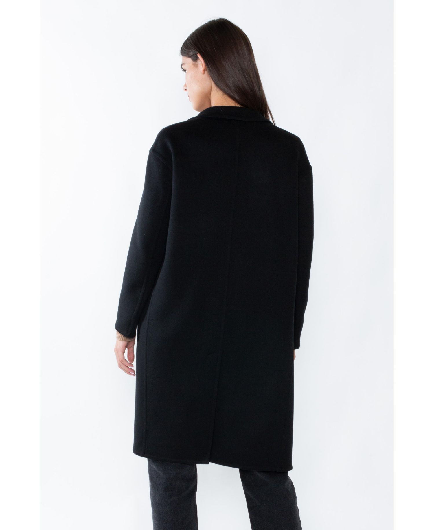 Women's Cashmere Wool Double-faced Lapel Overcoat