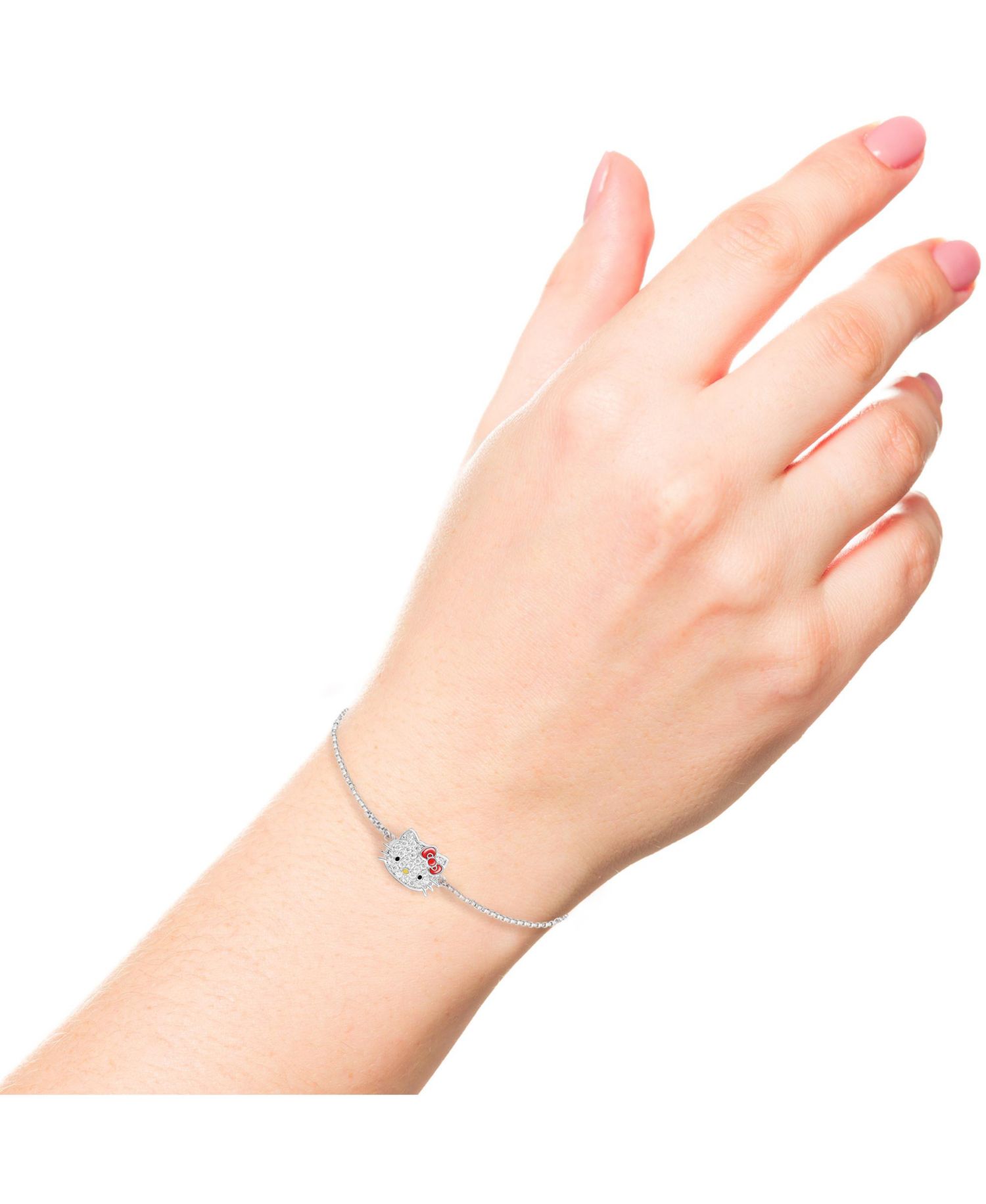 Sanrio Officially Licensed Authentic Pave Hello Kitty Face Lariat Bracelet