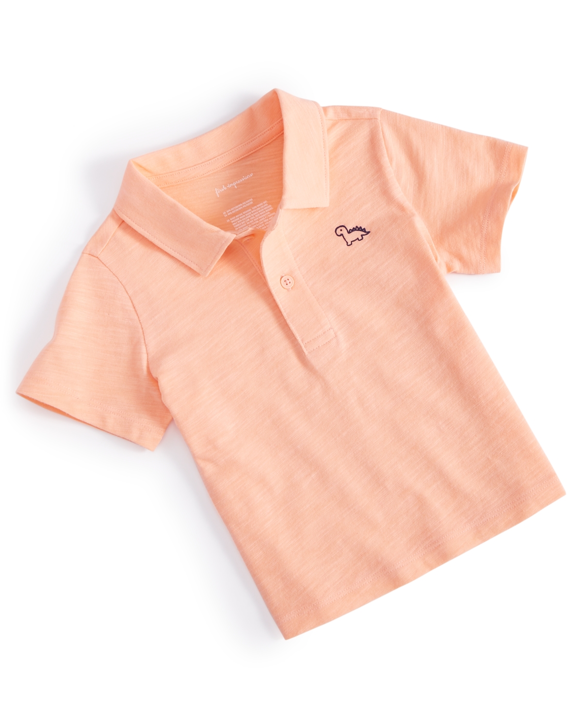 First Impressions Baby Boys Dinosaur Collared Polo Shirt, Created For Macy's In Peach Pearl