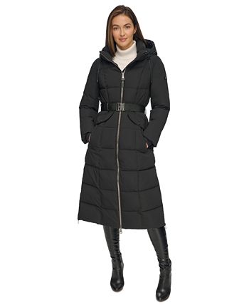 DKNY Belted Long Puffer Jacket