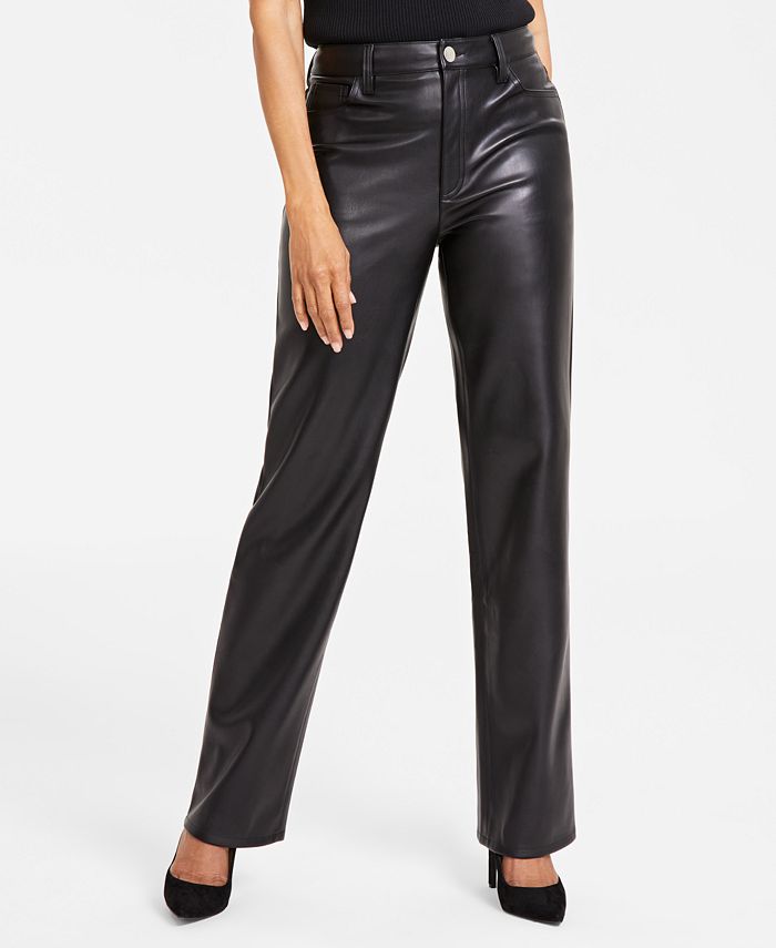 Faux Leather Straight Leg Pants Style 234036