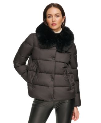 DKNY Pillow-Collar Drawstring Puffer Coat - Macy's