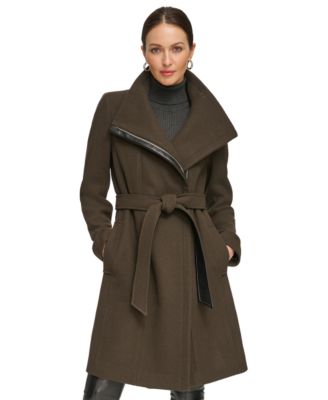 Asymmetrical belted wool wrap coat hotsell