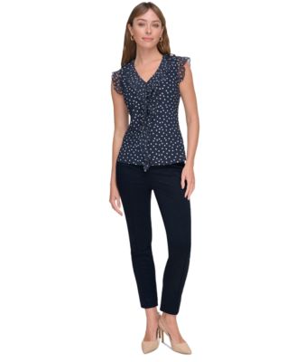 Women's Printed Ruffled Sleeveless Top