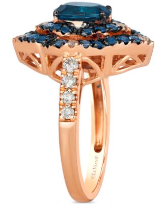 Le Vian Deep Sea Blue Topaz (1-1/4 ct. t.w.), Multi-Sapphire (3/4 ct. t.w.) & Nude Diamond (1/4 ct. t.w.) Statement Ring in 14k Rose Gold