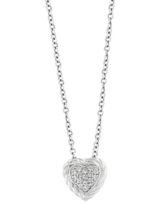 EFFY Collection - Diamond Pav&eacute; Heart 18" Pendant Necklace (1/20 ct. t.w.) in Sterling Silver