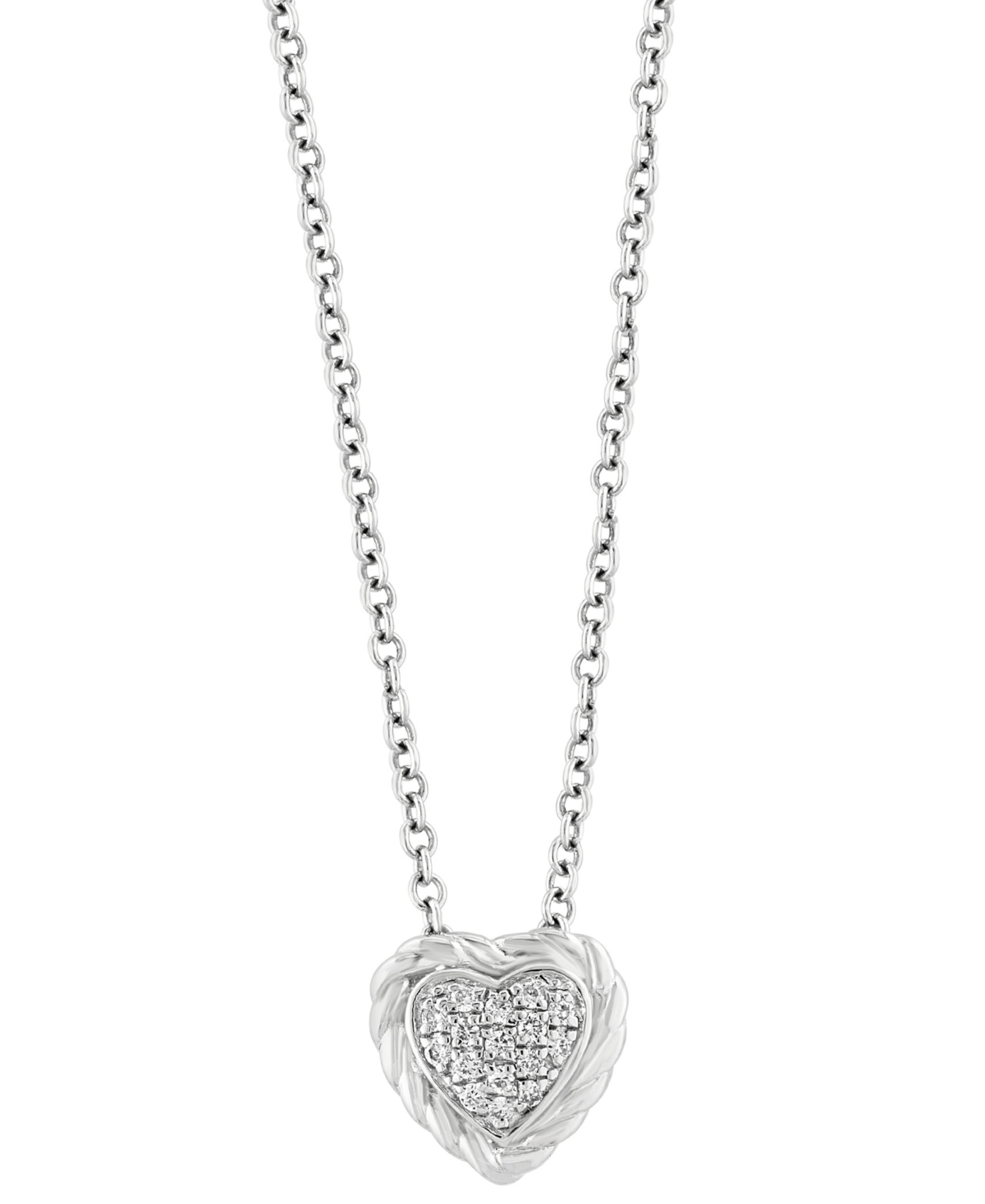 Effy Collection Effy Diamond Pave Heart 18" Pendant Necklace (1/20 Ct. T.w.) In Sterling Silver