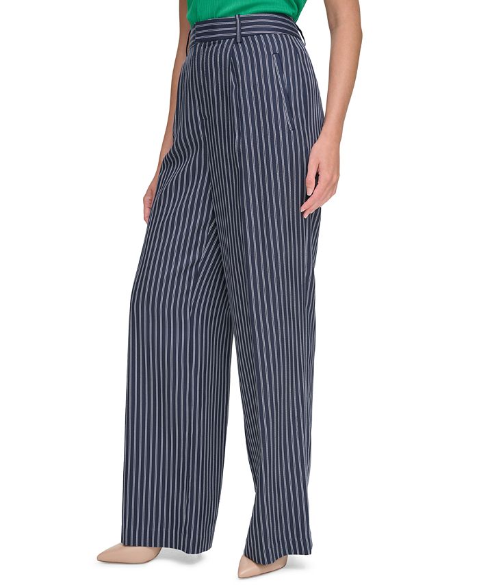 Tommy Hilfiger Women's Striped High-Rise Wide-Leg Pants - Macy's