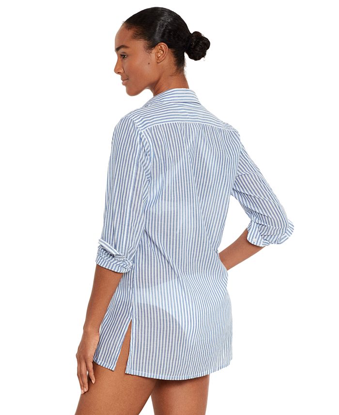 Lauren Ralph Lauren Cotton Striped Camp Shirt Swim CoverUp Macy's