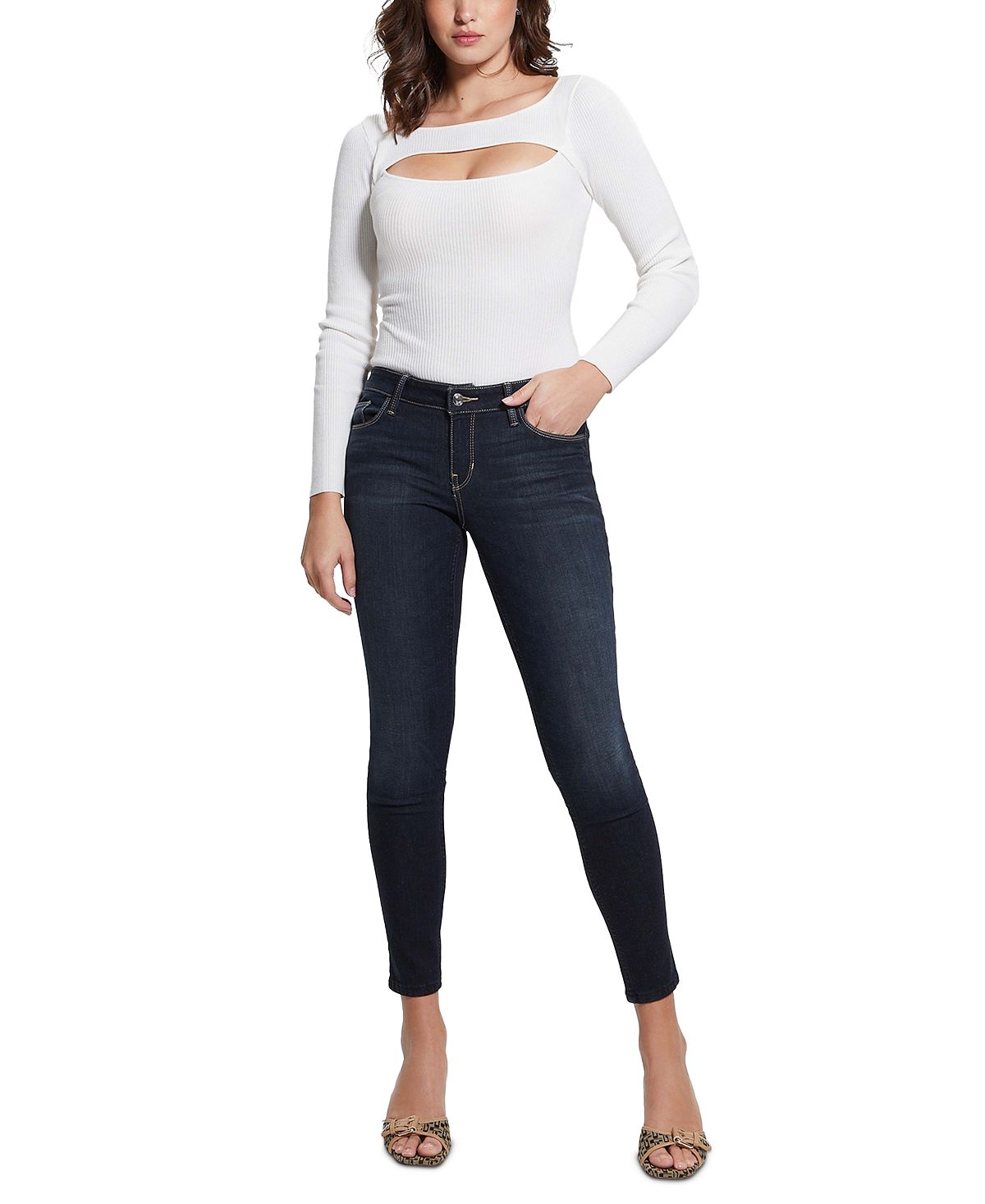 GUESS Women's Low-Rise Power Skinny Jeans view 6 — MAYCSS fashion products