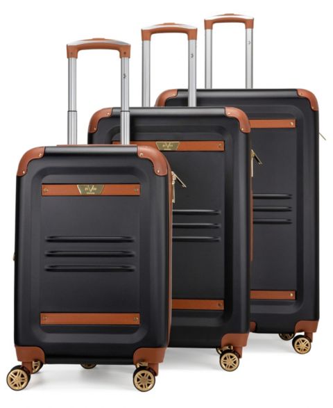 Чемоданы V19.69 Italia Vintage-Like 3 Piece Expandable Retro Luggage Set, цвет: Чёрный