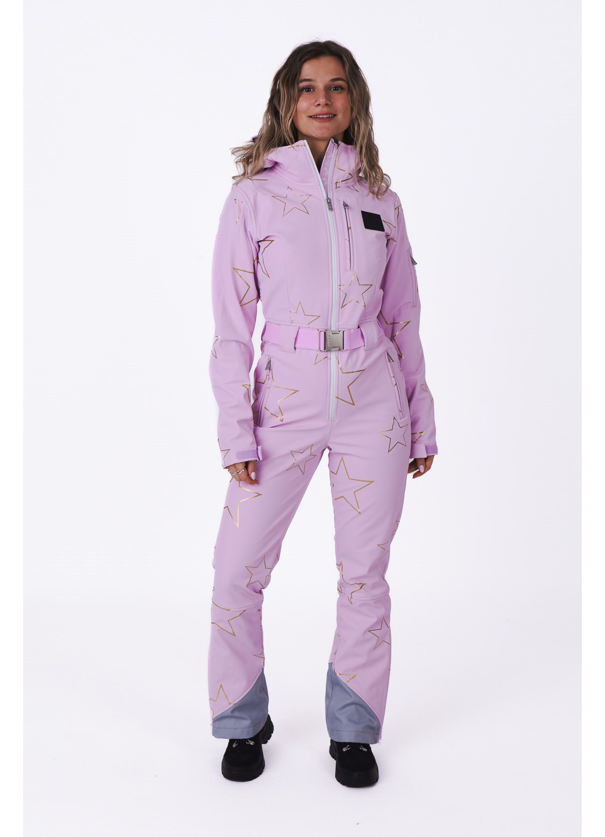 Women's Pink with Stars Chic Ski Suit - Pink