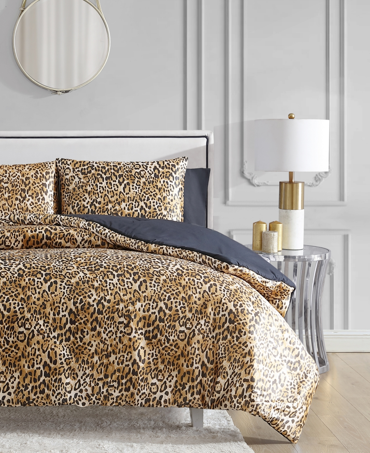 Shop Juicy Couture Monica Leopard Satin 3-pc. Reversible Comforter Set, King