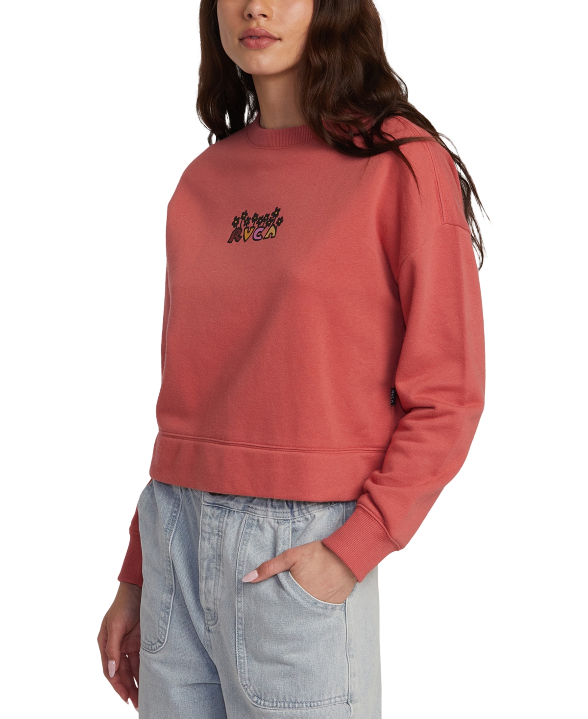 Shop Rvca Juniors' Thrive Sweatshirt In Mineral Red